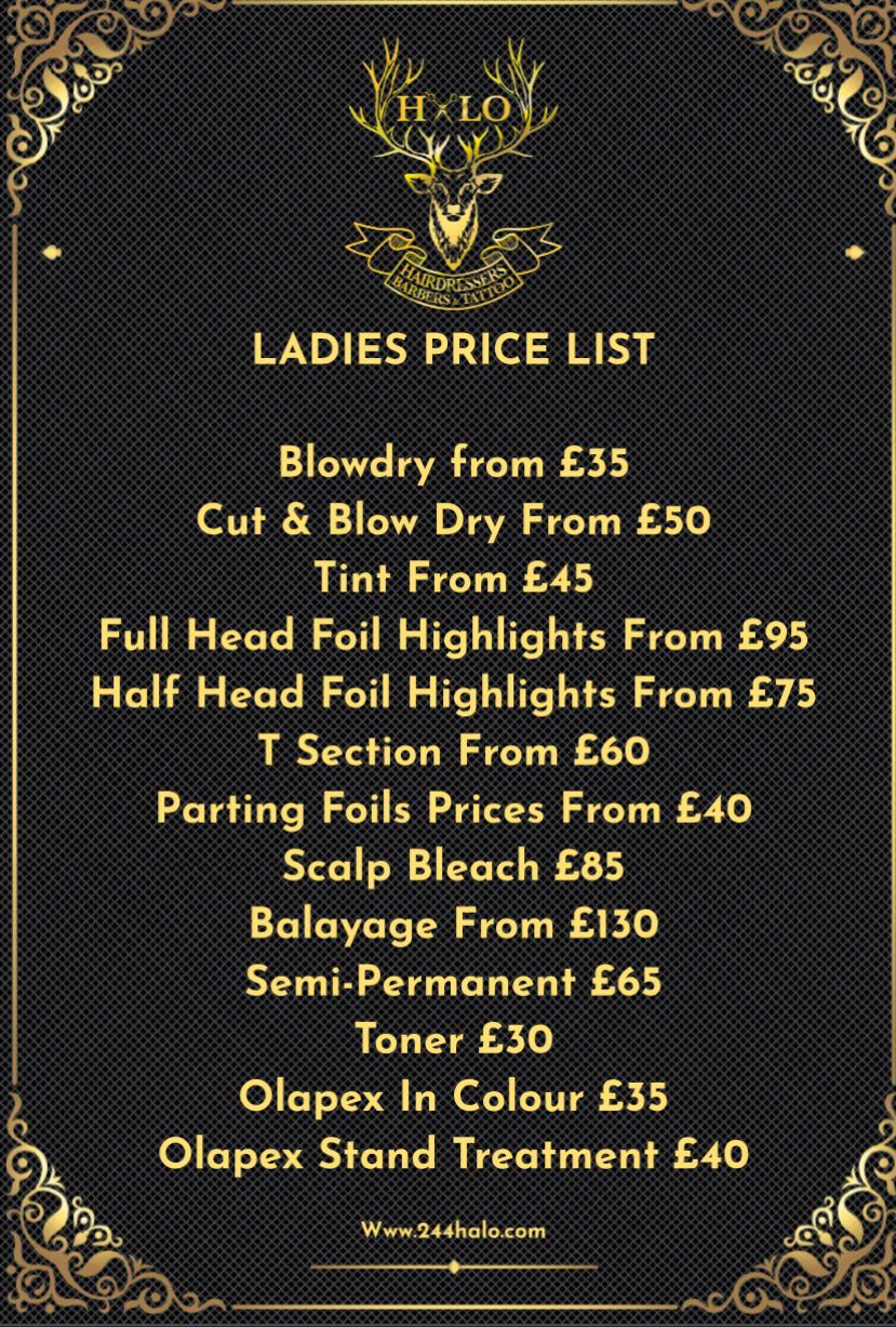 Ladies Price List